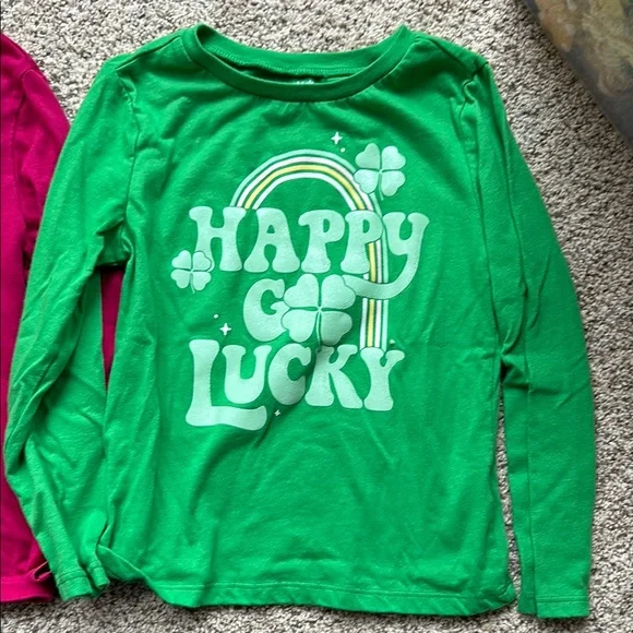 2 - Carters girls size small hot chocolate candy cane & St Patrick's shirts - Picture 2 of 5